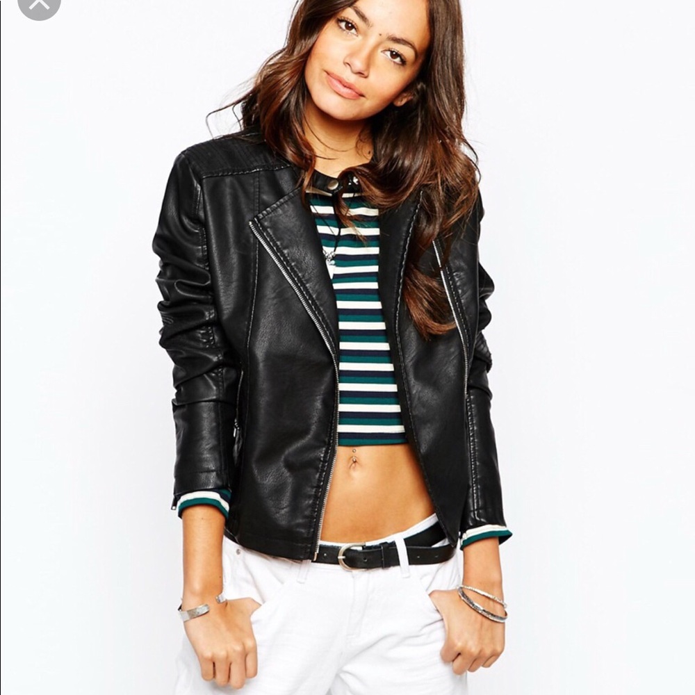 New Look ASOS black leather jacket